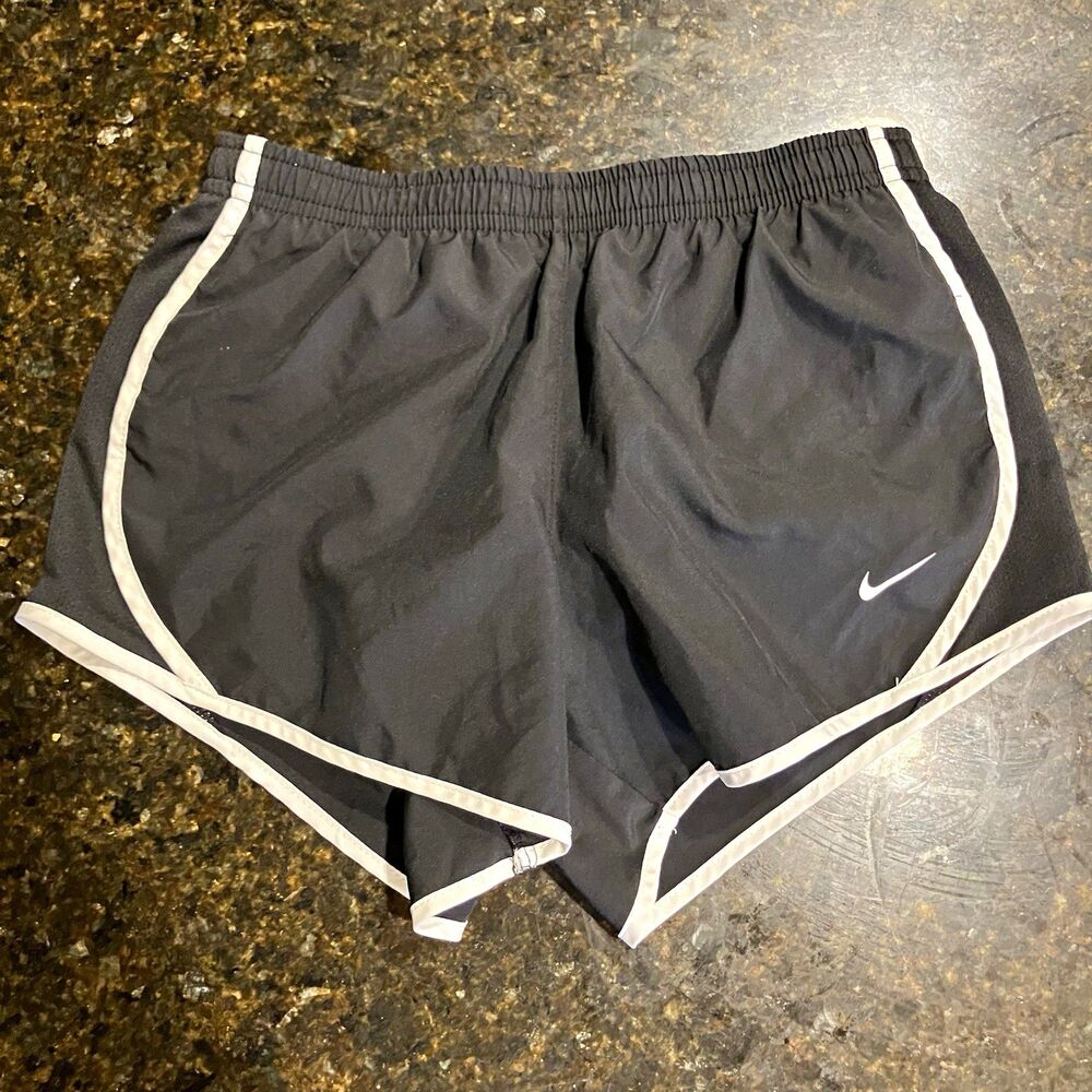 Nike Dri-FIT Girls Black/White Running Shorts Mesh Polyester Drawstring M